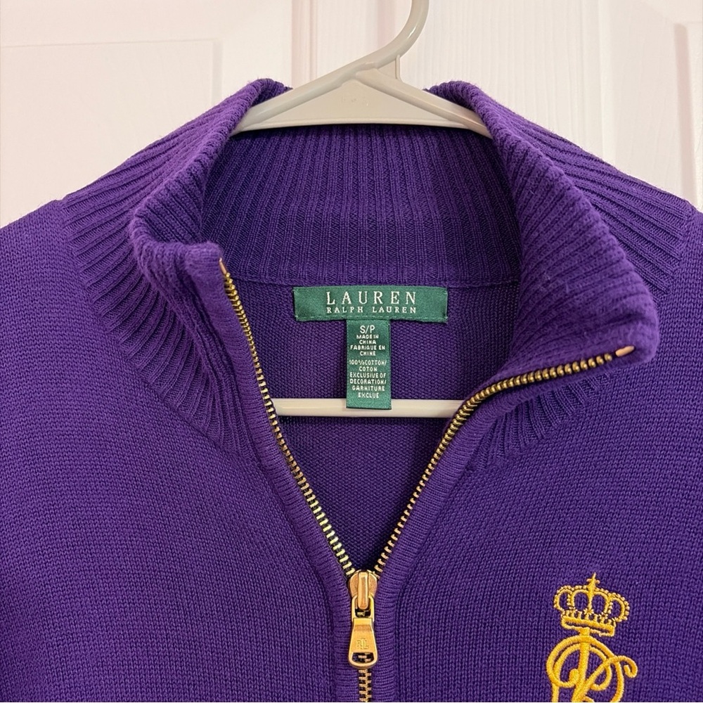 Polo Ralph Lauren Sport Women’s Purple Full Zip Sweater, Size Small - Picture 3 of 7